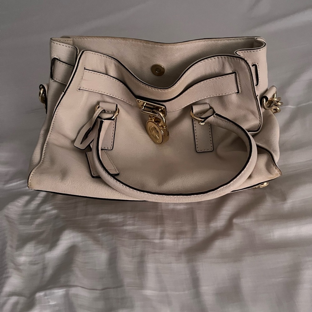 Michael Kors Cream Satchel with Gold Accents